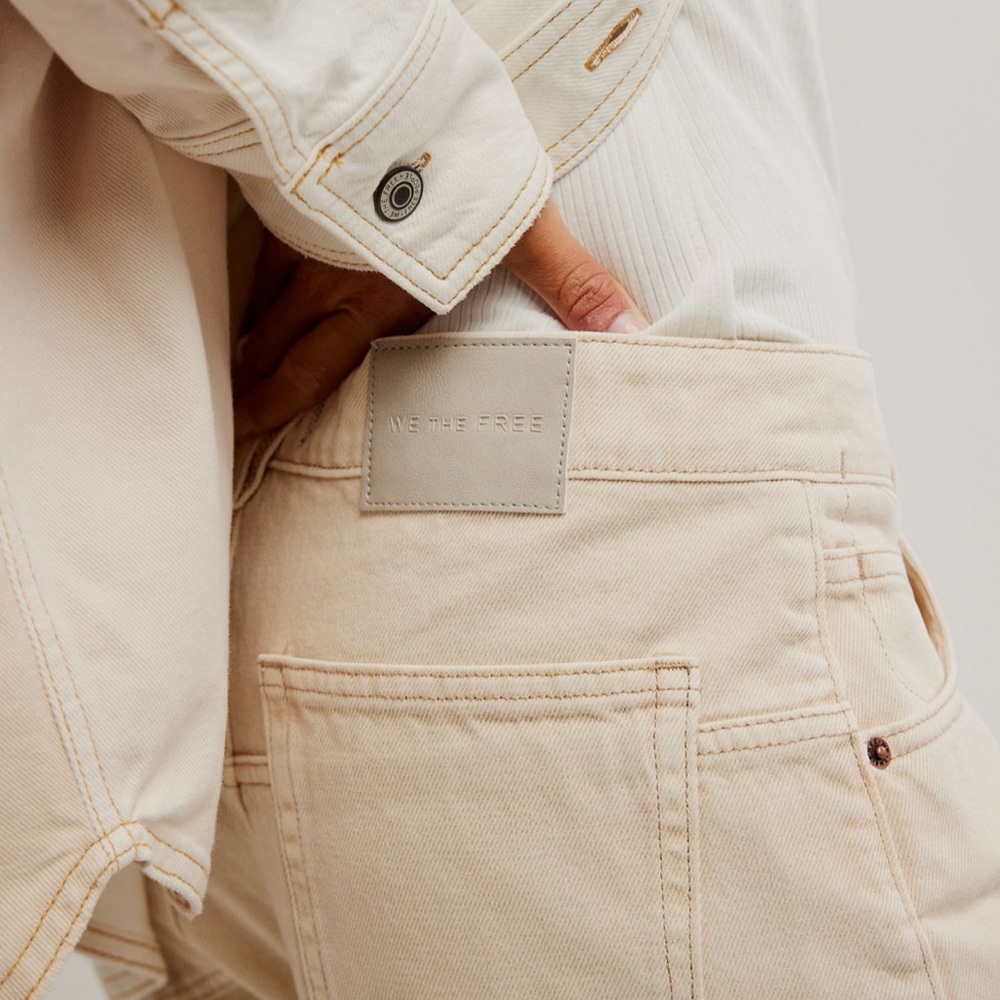 Free People We the Free Deep Trance Dropped Boyfriend Jean Casual Khaki NWOT 24 - Picture 4 of 6